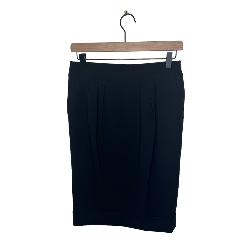 BURBERRY LONDON Wool Pleated High Rise Pencil Skirt Black Size 2